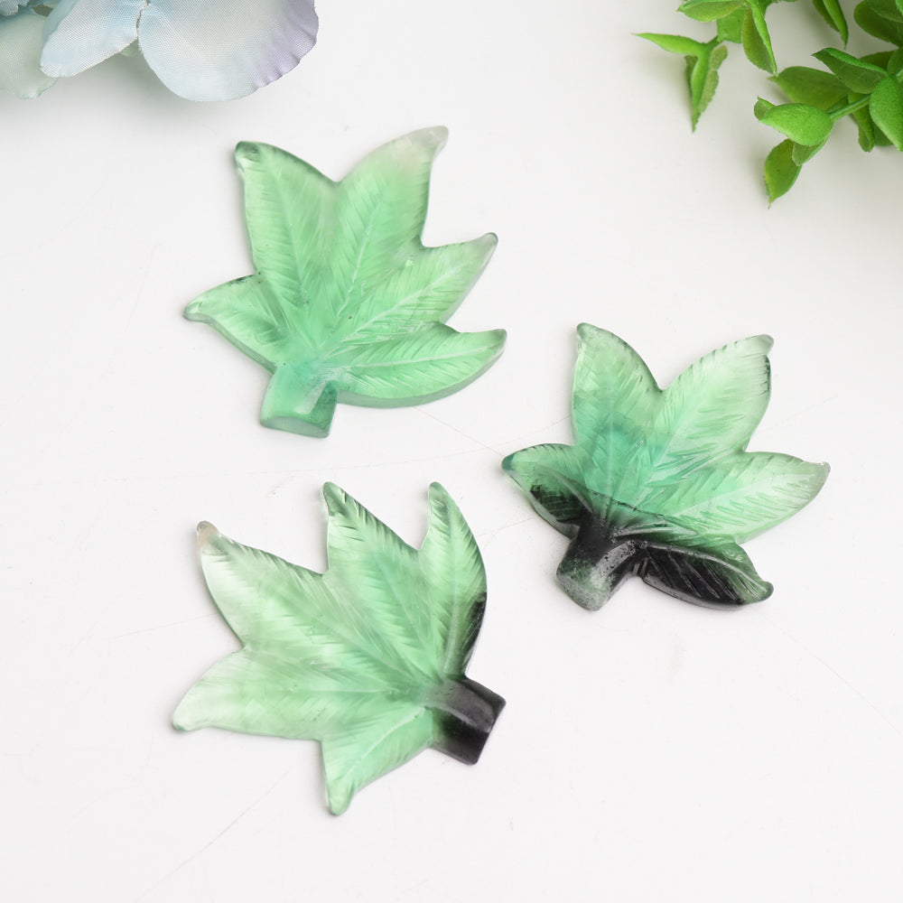 2.2"  Green Fluorite Maple Leaf Crystal Carving Bulk Wholesale  Wholesale Crystals