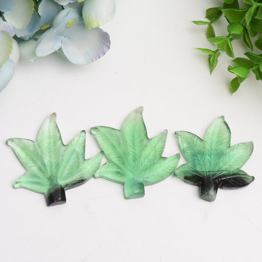 2.2"  Green Fluorite Maple Leaf Crystal Carving Bulk Wholesale  Wholesale Crystals