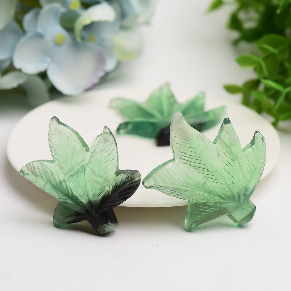 2.2"  Green Fluorite Maple Leaf Crystal Carving Bulk Wholesale  Wholesale Crystals