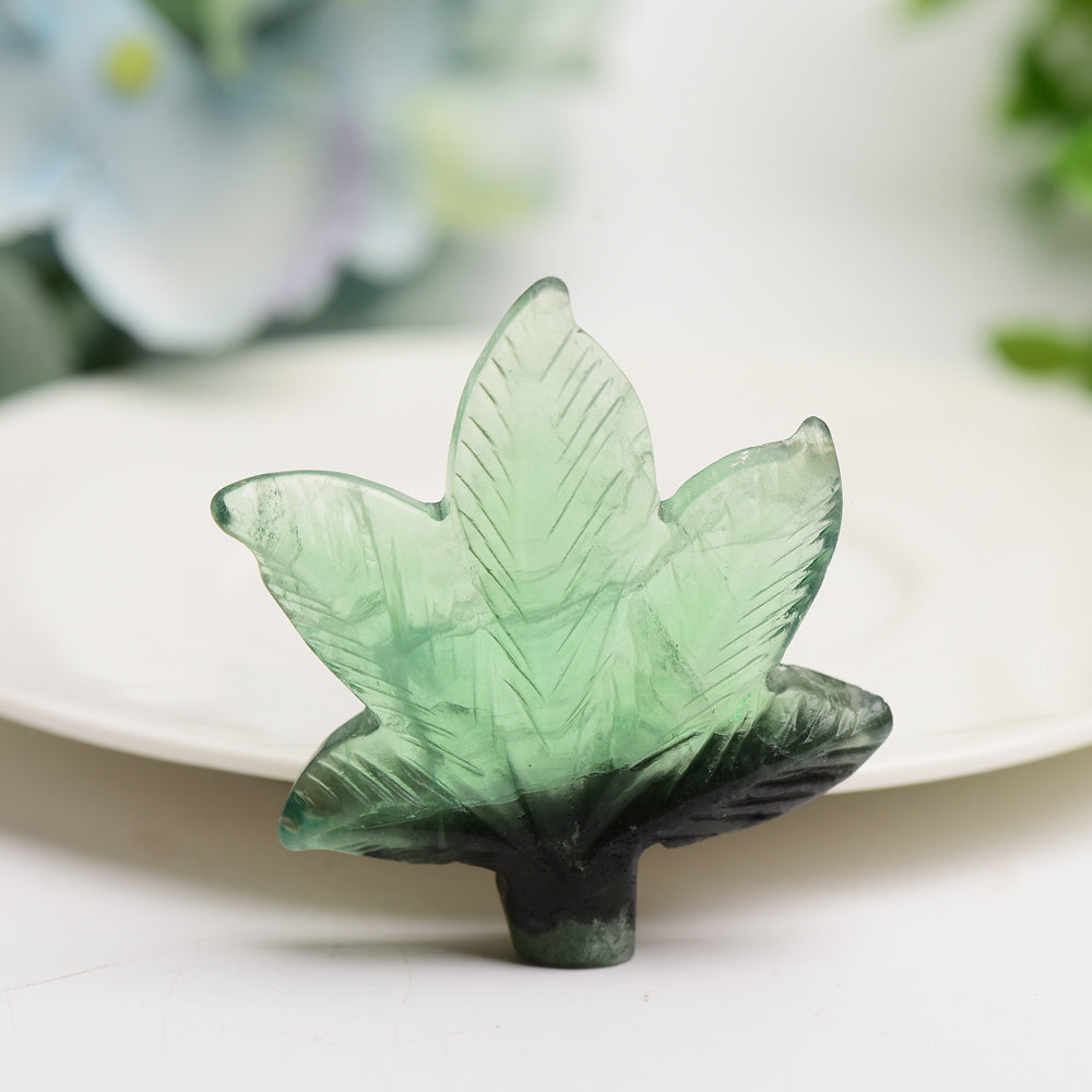 2.2"  Green Fluorite Maple Leaf Crystal Carving Bulk Wholesale  Wholesale Crystals