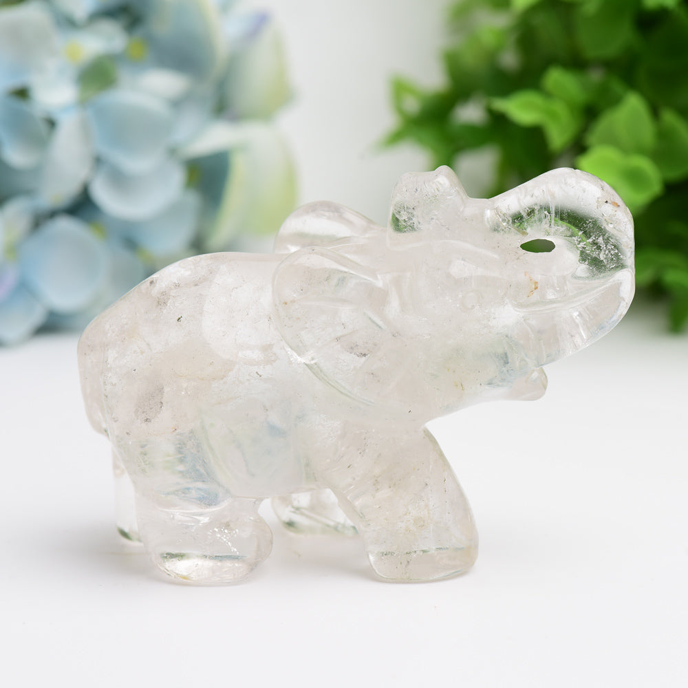 4.0" Mixed Crystal Elephant Animal Crystal Carving  Wholesale Crystals