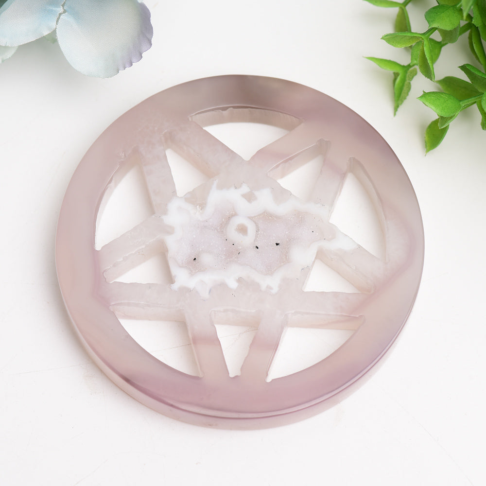 3.8" Druzy Agate Pentagram Star Crystal Carving Bulk Wholesale  Wholesale Crystals