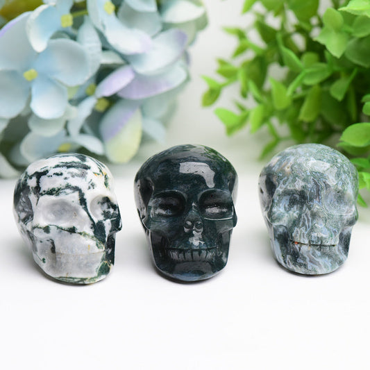 2.0" Moss Agate Crystal Skull Bulk Wholesale  Wholesale Crystals