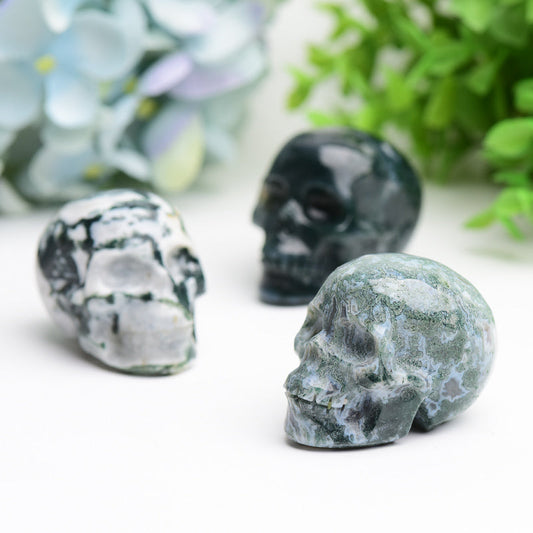 2.0" Moss Agate Crystal Skull Bulk Wholesale  Wholesale Crystals