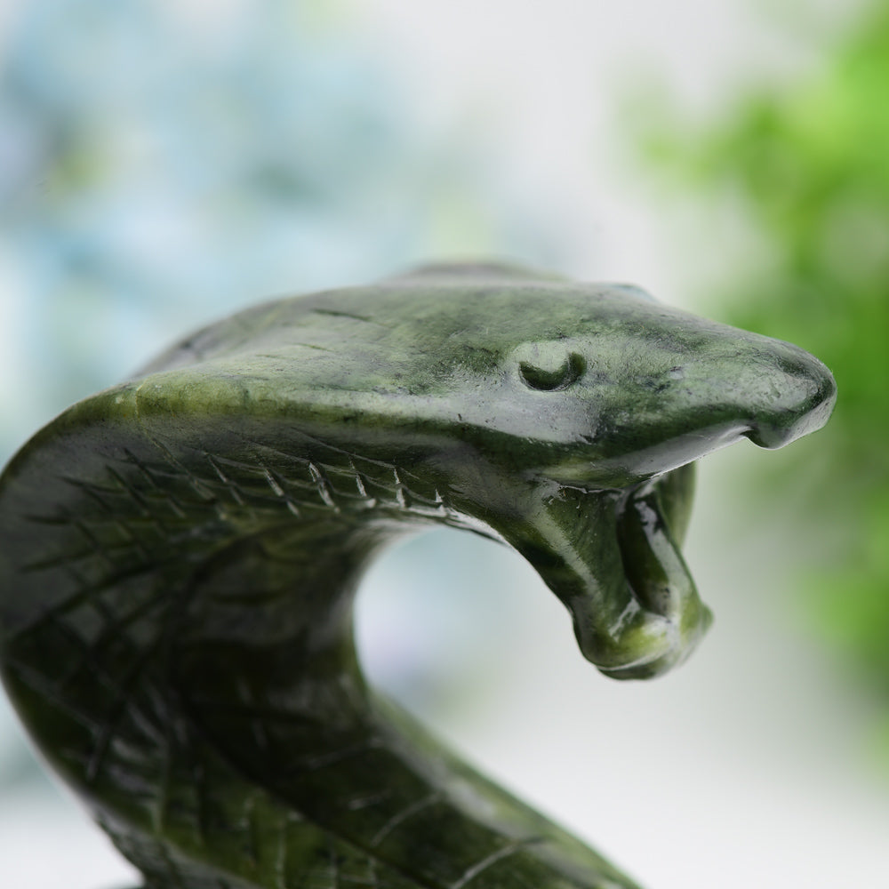 5.5" Green Jade Cobra Snake Crystal Carving Free Form Bulk Wholesale  Wholesale Crystals