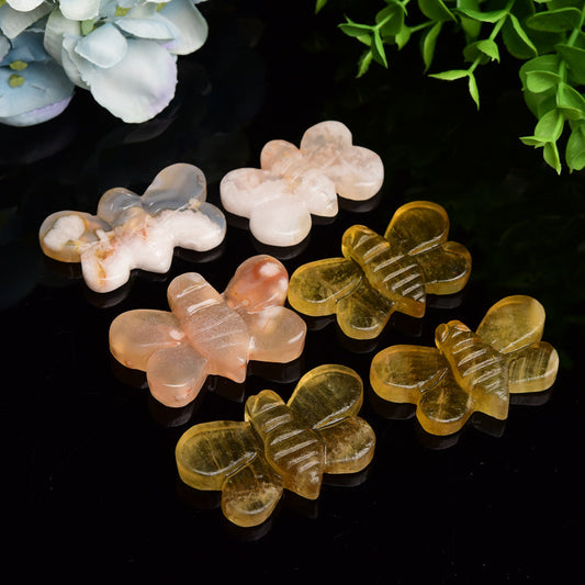 2.1“ Yellow Fluorite Flower Agate Bee Crystal Carving Bulk Wholesale  Wholesale Crystals