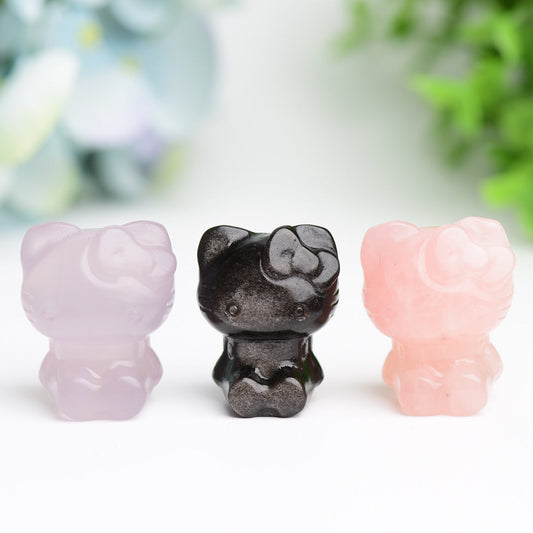 1.3" Mini Hello Kitty Cat Crystal Carving Bulk Wholesale  Wholesale Crystals