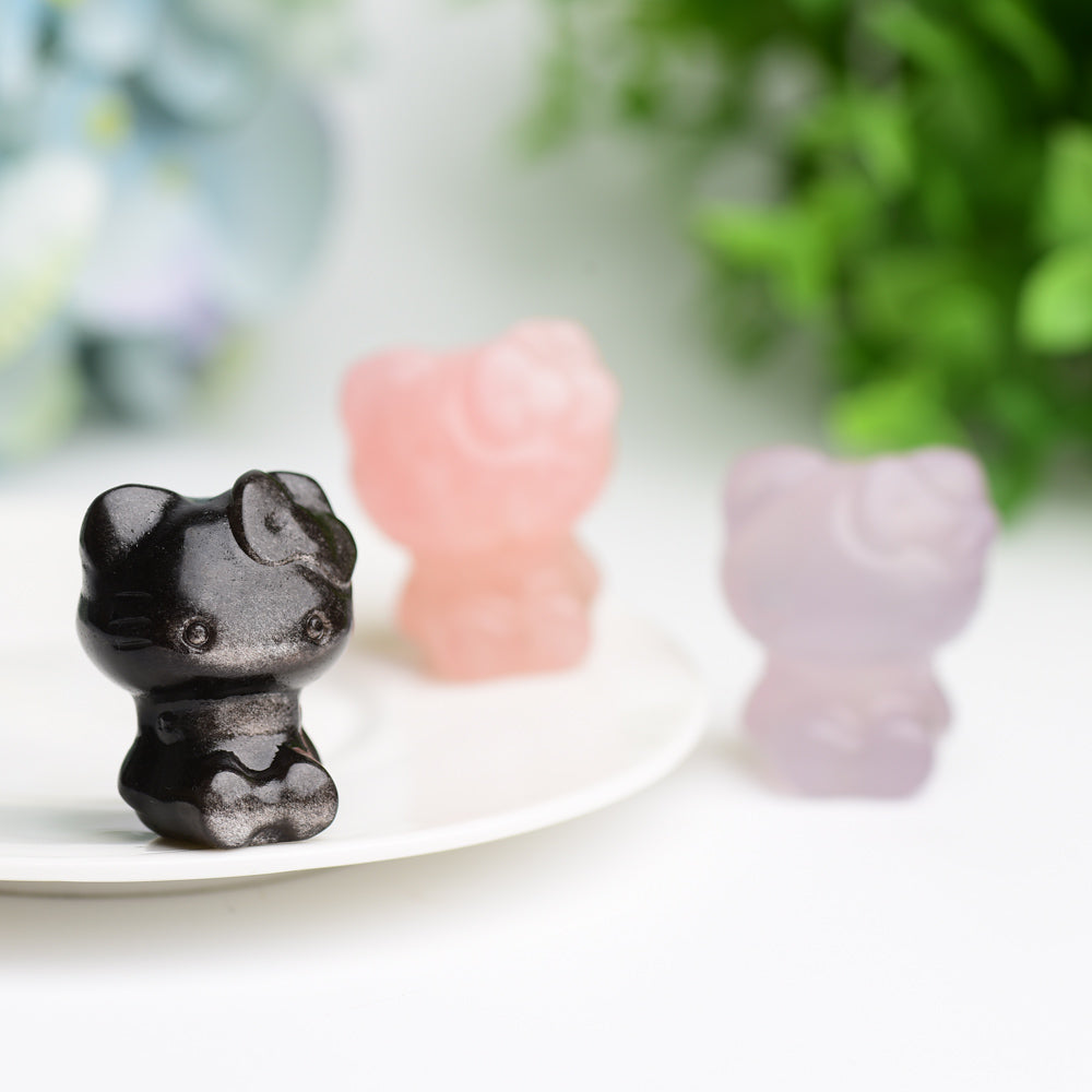 1.3" Mini Hello Kitty Cat Crystal Carving Bulk Wholesale  Wholesale Crystals