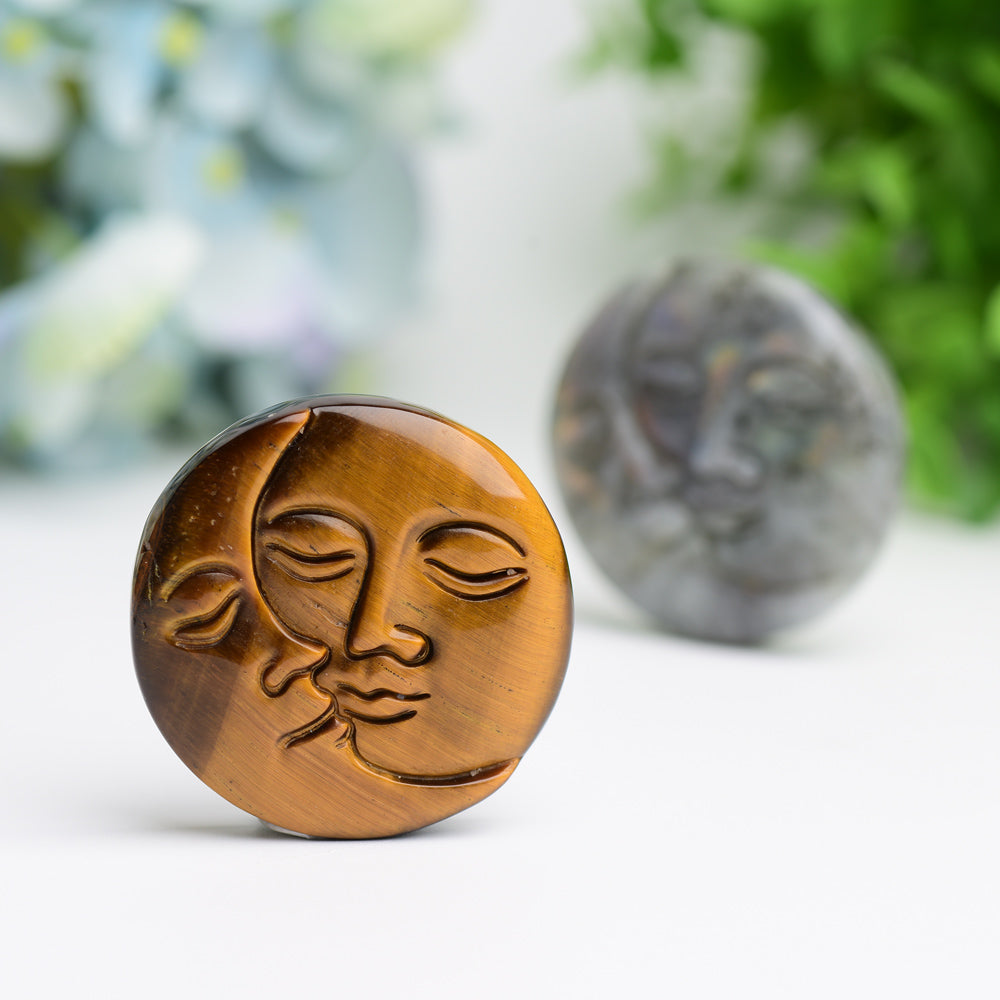 1.8" Moon and Sun Face Crytsal Carving Bulk Wholesale  Wholesale Crystals