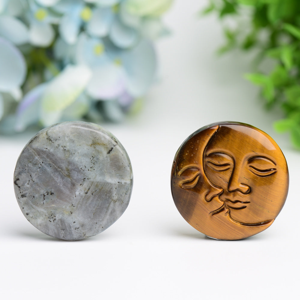 1.8" Moon and Sun Face Crytsal Carving Bulk Wholesale  Wholesale Crystals