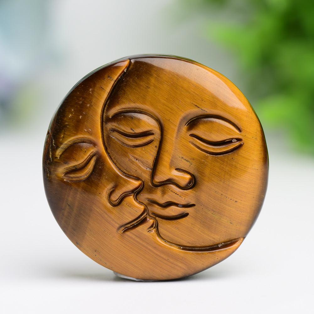 1.8" Moon and Sun Face Crytsal Carving Bulk Wholesale  Wholesale Crystals