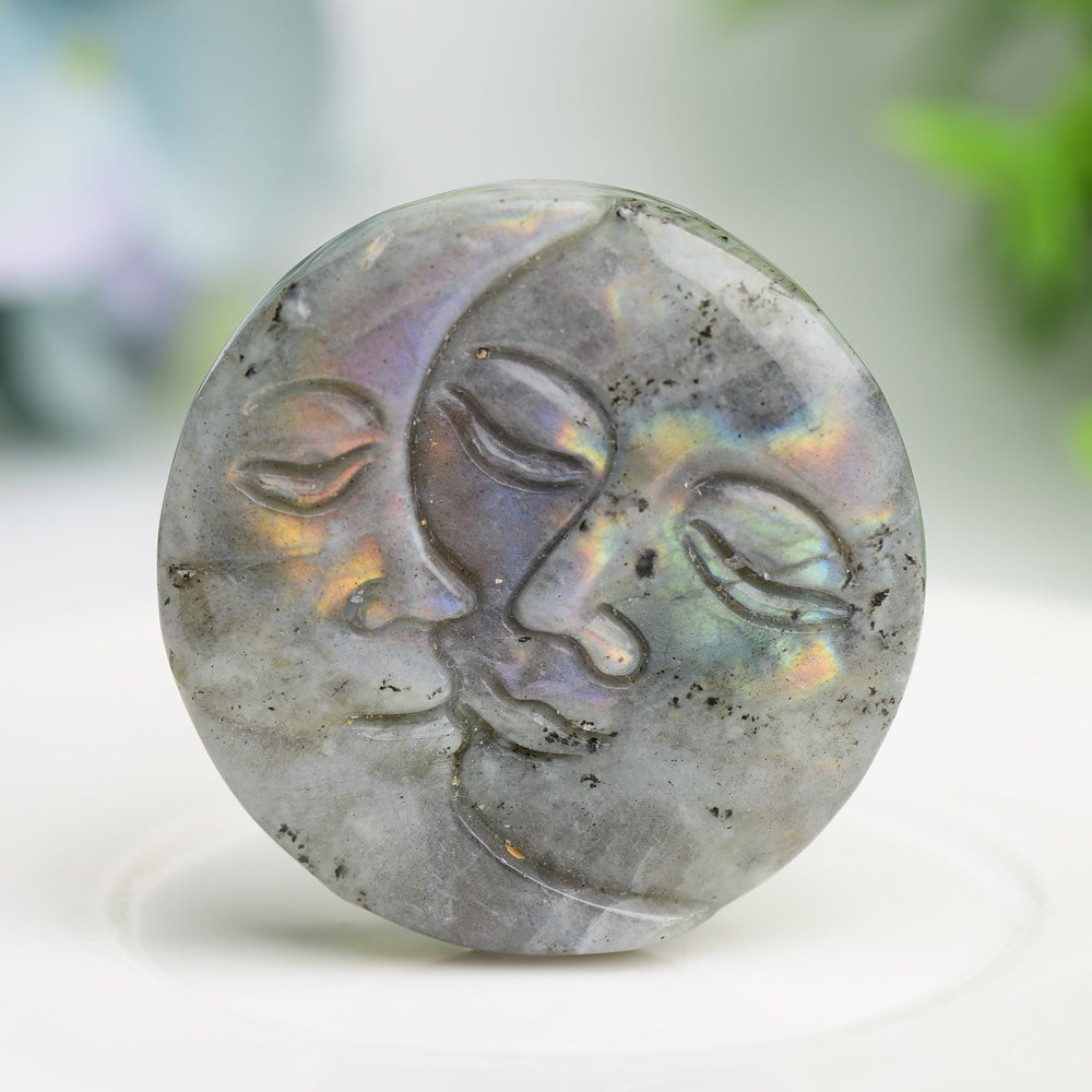 1.8" Moon and Sun Face Crytsal Carving Bulk Wholesale  Wholesale Crystals