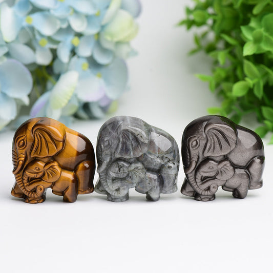 1.85" Mother & Baby Elephant Crystal Carving Bulk Wholesale  Wholesale Crystals