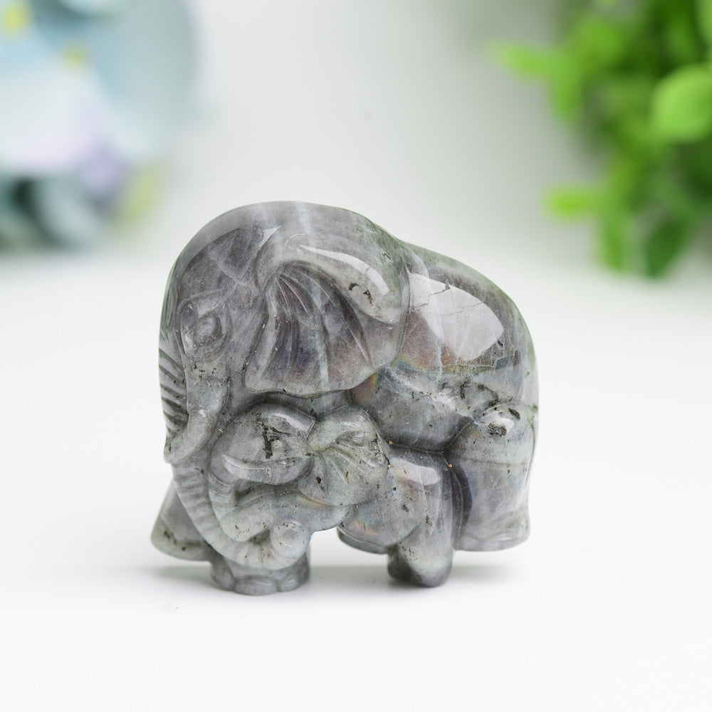 1.85" Mother & Baby Elephant Crystal Carving Bulk Wholesale  Wholesale Crystals