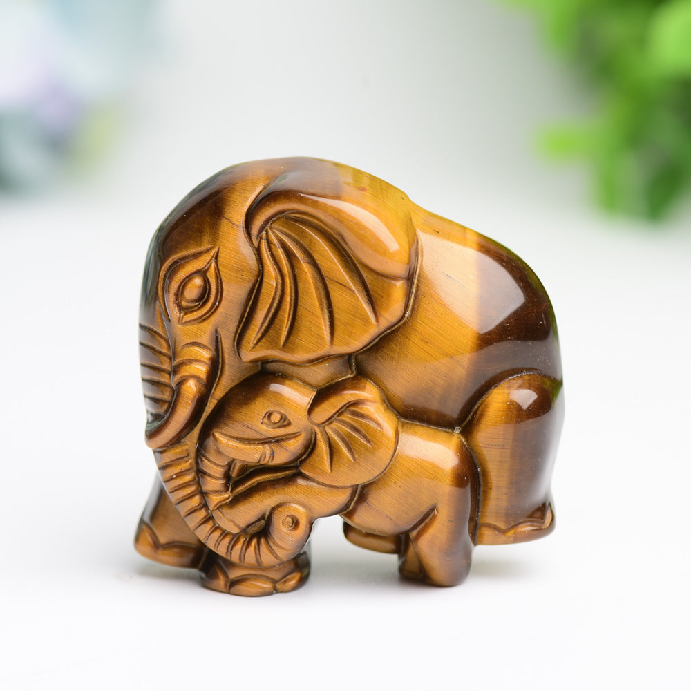 1.85" Mother & Baby Elephant Crystal Carving Bulk Wholesale  Wholesale Crystals