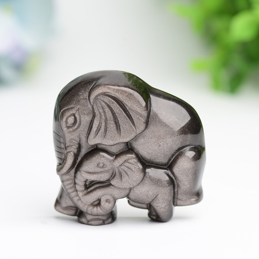 1.85" Mother & Baby Elephant Crystal Carving Bulk Wholesale  Wholesale Crystals