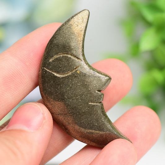 2.4" Pyrite Moon Face Crystal Carving Bulk Wholesale  Wholesale Crystals