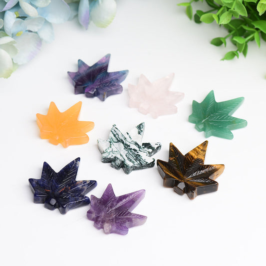 1.7" Mixed Crystal Maple Leaf Crystal Carving Bulk Wholesale  Wholesale Crystals