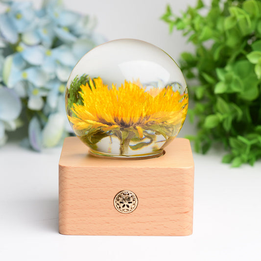 1 Set Resin Sphere with Sunflower Touch-sensitive Switch Lamp Free Form for Bulk Wholesale  Wholesale Crystals