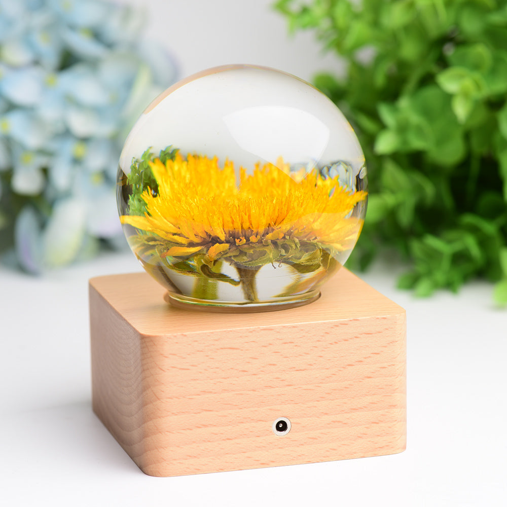 1 Set Resin Sphere with Sunflower Touch-sensitive Switch Lamp Free Form for Bulk Wholesale  Wholesale Crystals