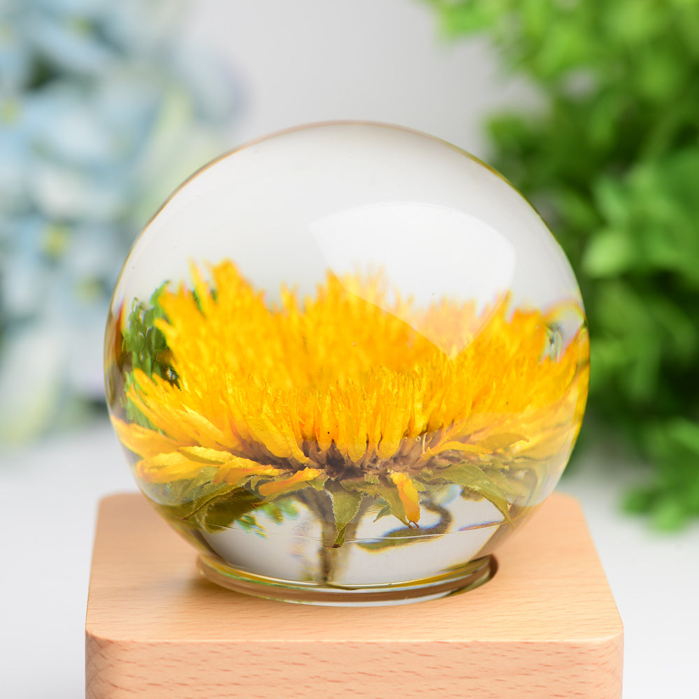 1 Set Resin Sphere with Sunflower Touch-sensitive Switch Lamp Free Form for Bulk Wholesale  Wholesale Crystals