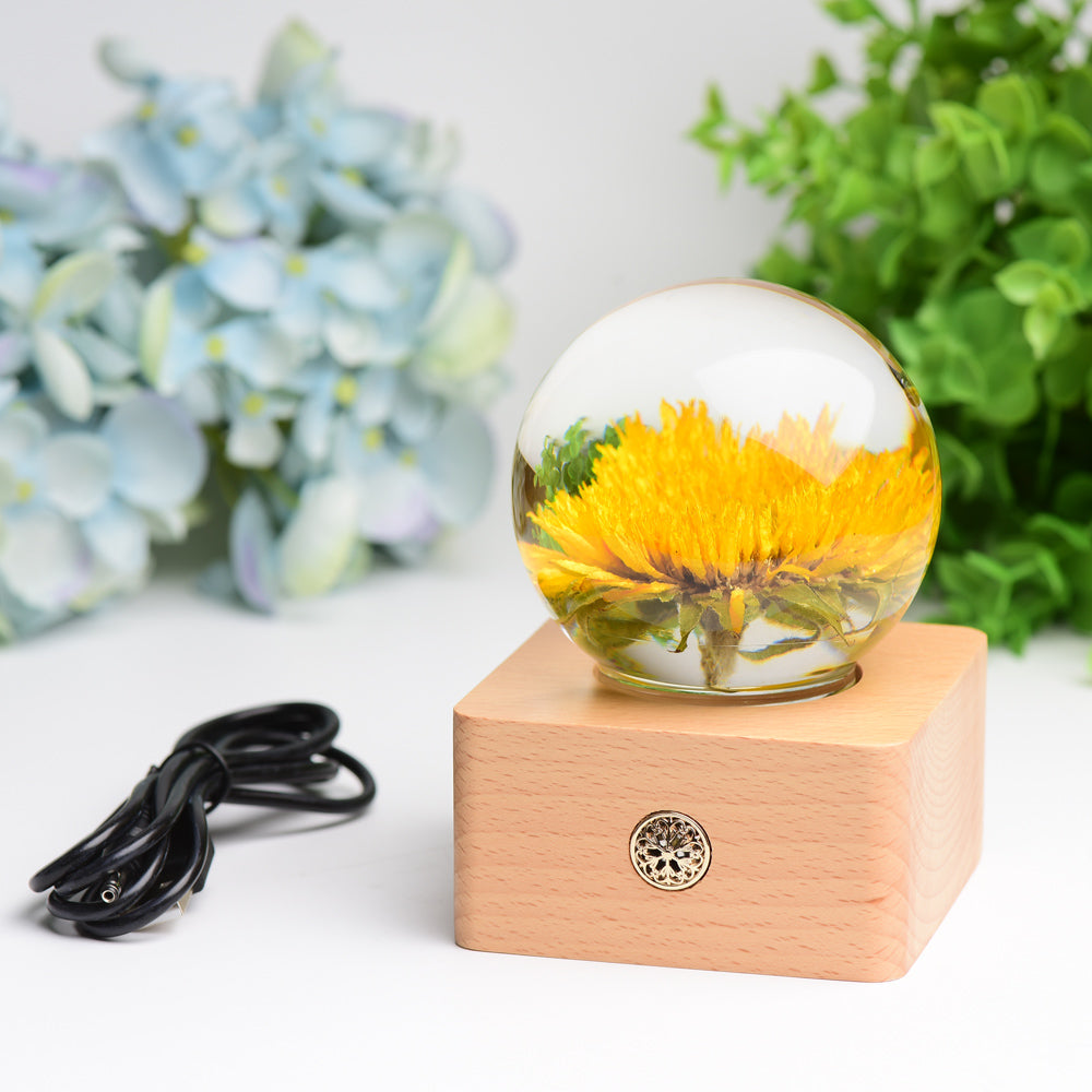 1 Set Resin Sphere with Sunflower Touch-sensitive Switch Lamp Free Form for Bulk Wholesale  Wholesale Crystals