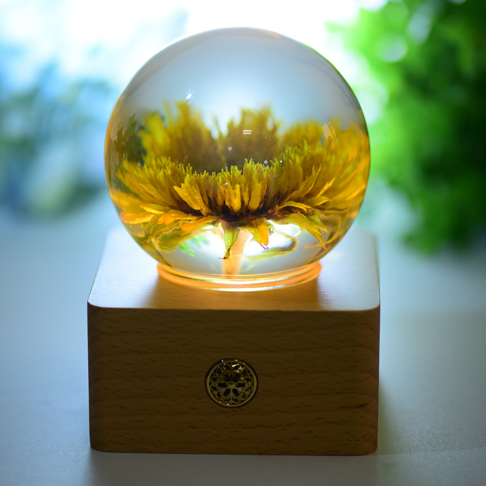 1 Set Resin Sphere with Sunflower Touch-sensitive Switch Lamp Free Form for Bulk Wholesale  Wholesale Crystals