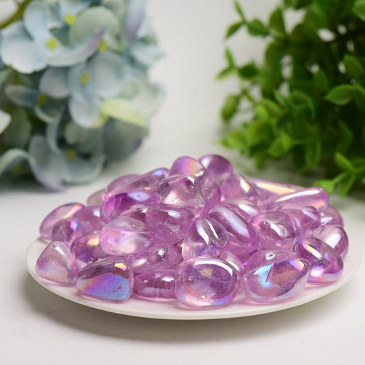 15-30mm Aura Amethyst Crystal Tumbles Bulk Wholesale  Wholesale Crystals