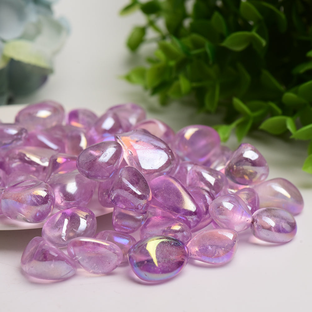 15-30mm Aura Amethyst Crystal Tumbles Bulk Wholesale  Wholesale Crystals