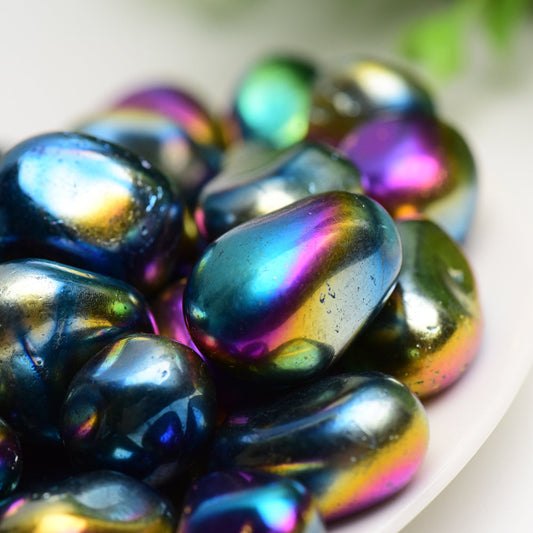 20-30mm Aura Dark Rainbow Crystal Tumbles Bulk Wholesale  Wholesale Crystals