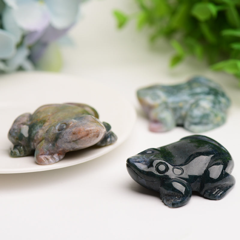 2.0" Moss Agate Frog Crystal Carving Bulk Wholesale  Wholesale Crystals