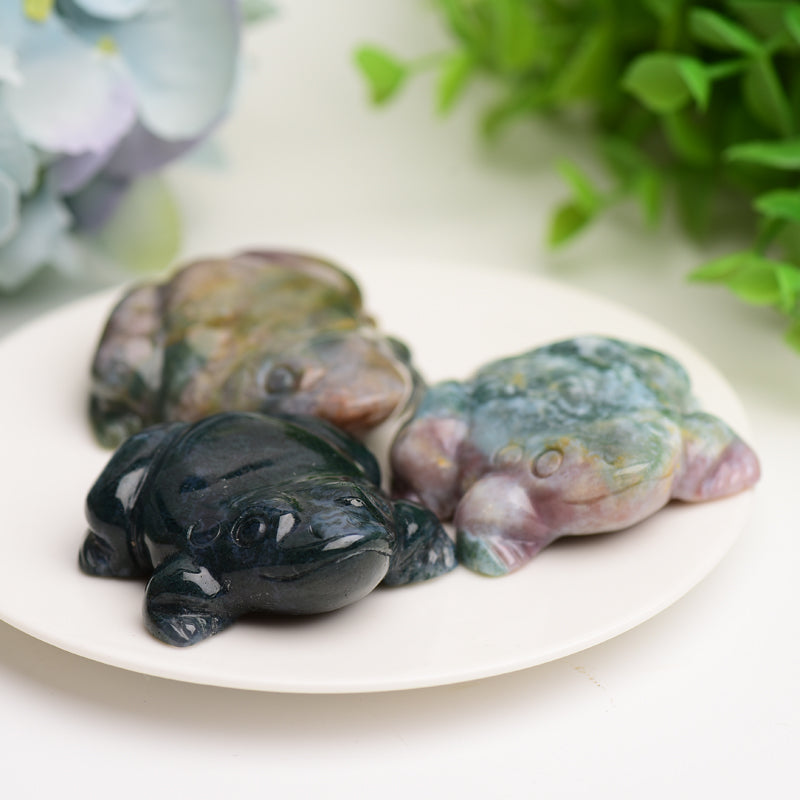 2.0" Moss Agate Frog Crystal Carving Bulk Wholesale  Wholesale Crystals