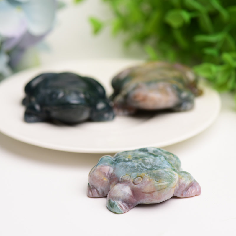 2.0" Moss Agate Frog Crystal Carving Bulk Wholesale  Wholesale Crystals