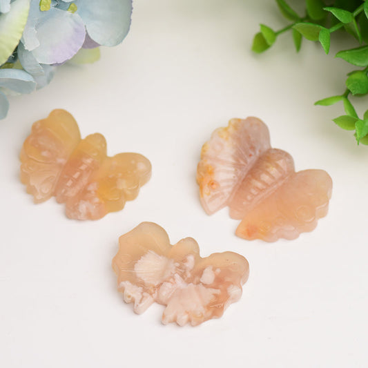 1.9" Flower Agate Butterfly Crystal Carving Bulk Wholesale  Wholesale Crystals