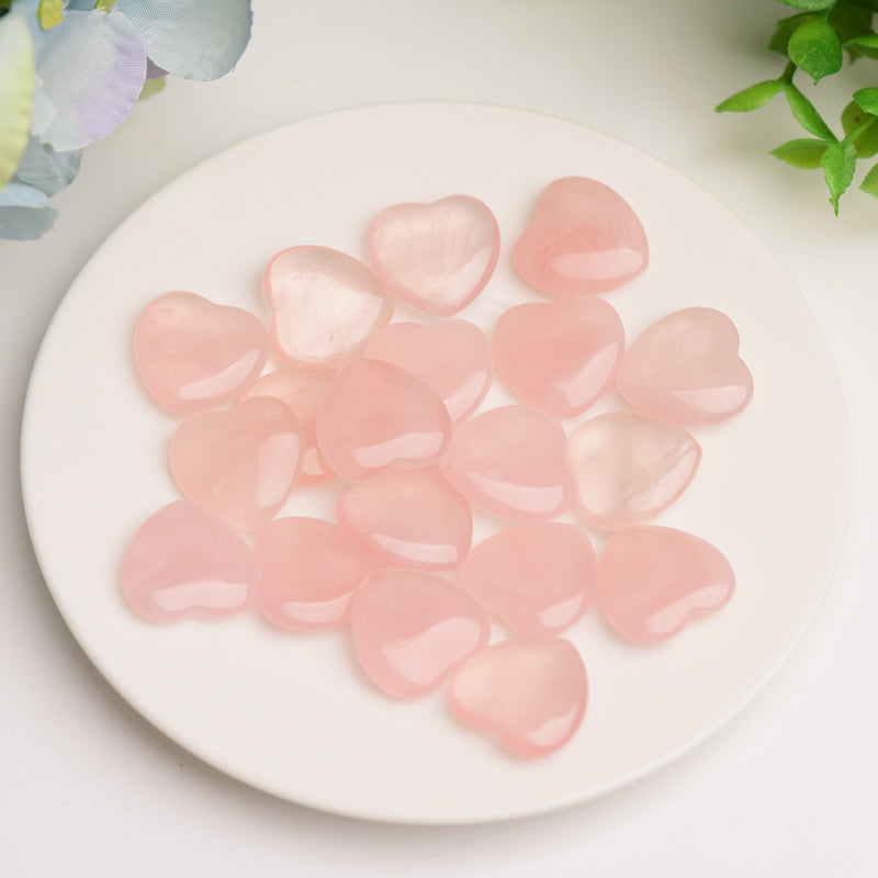 0.8" Mini Rose Quartz Heart Crystal Carving Bulk Wholesale  Wholesale Crystals