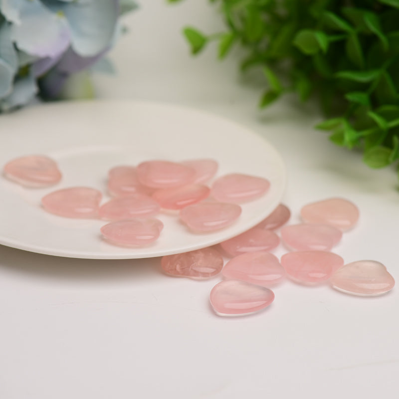 0.8" Mini Rose Quartz Heart Crystal Carving Bulk Wholesale  Wholesale Crystals