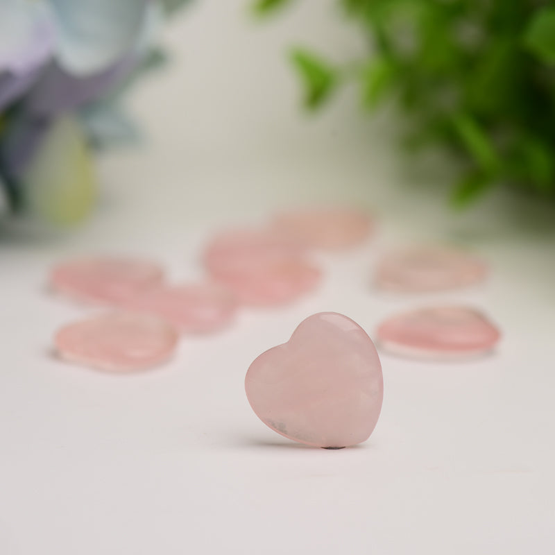 0.8" Mini Rose Quartz Heart Crystal Carving Bulk Wholesale  Wholesale Crystals