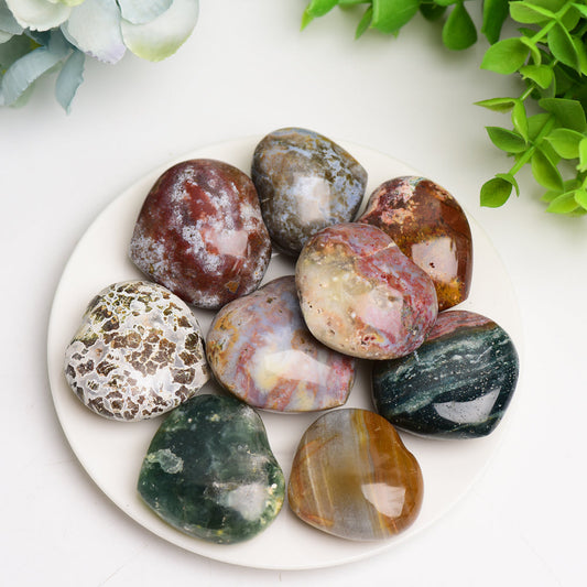 1.6" Ocean Jasper Heart Crystal Carving Bulk Wholesale  Wholesale Crystals