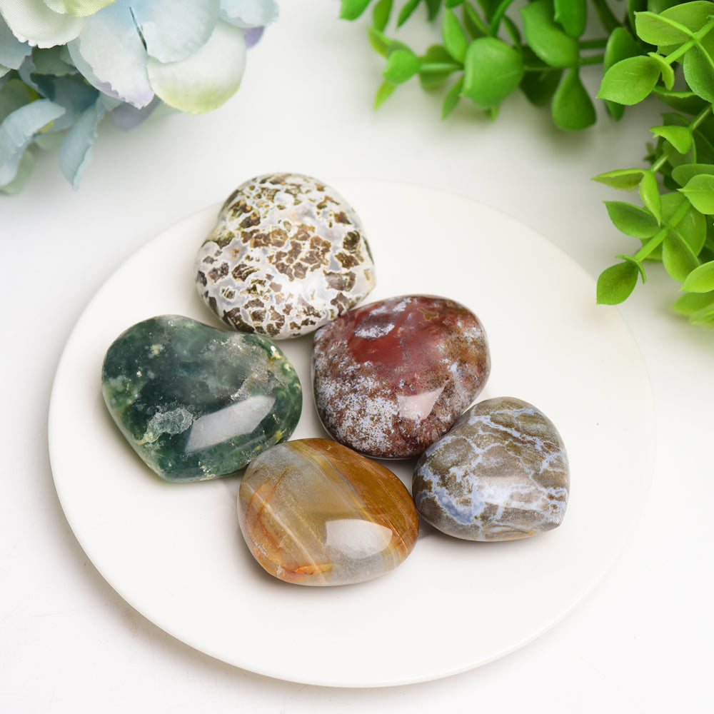 1.6" Ocean Jasper Heart Crystal Carving Bulk Wholesale  Wholesale Crystals