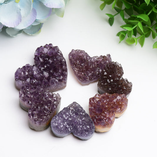 1.2"-2.5" Amethyst Cluster Heart Shape Crystal Carving Bulk Wholesale  Wholesale Crystals