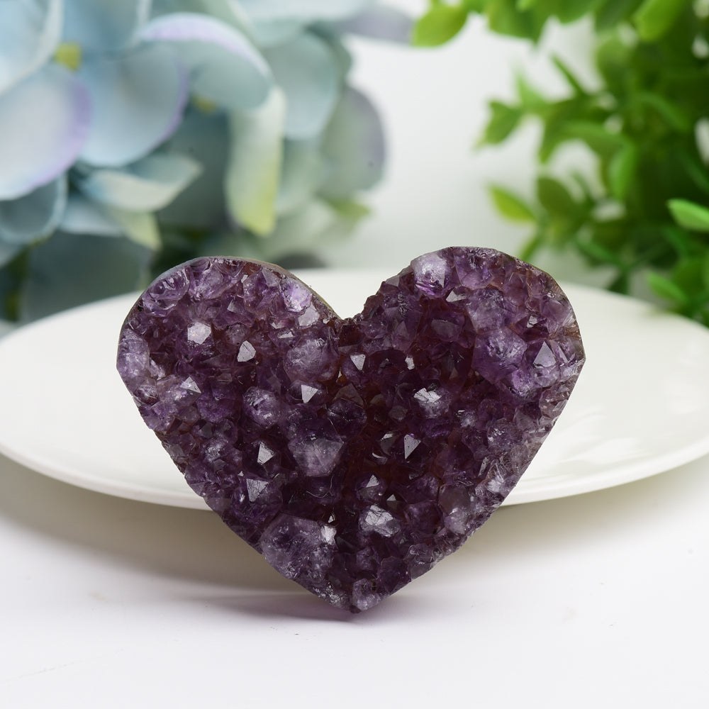 1.2"-2.5" Amethyst Cluster Heart Shape Crystal Carving Bulk Wholesale  Wholesale Crystals