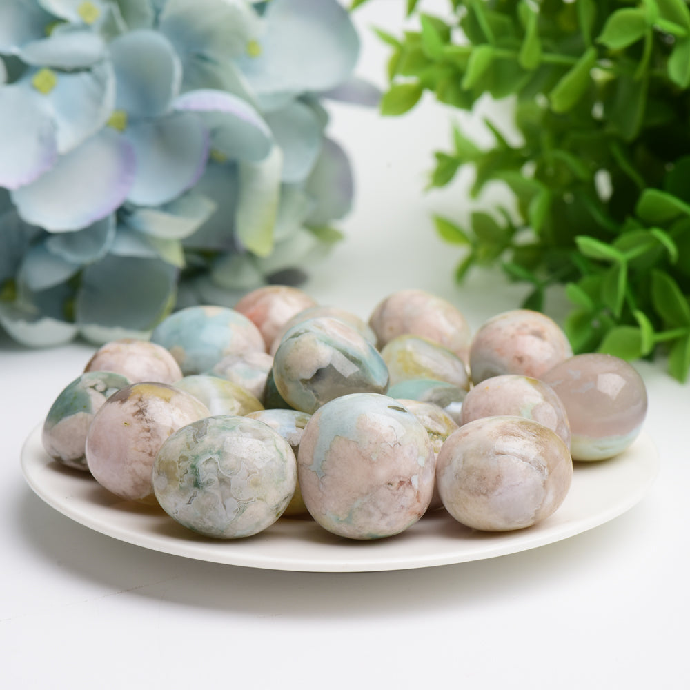 Green Flower Agate Crystal Tumbles Bulk Wholesale  Wholesale Crystals