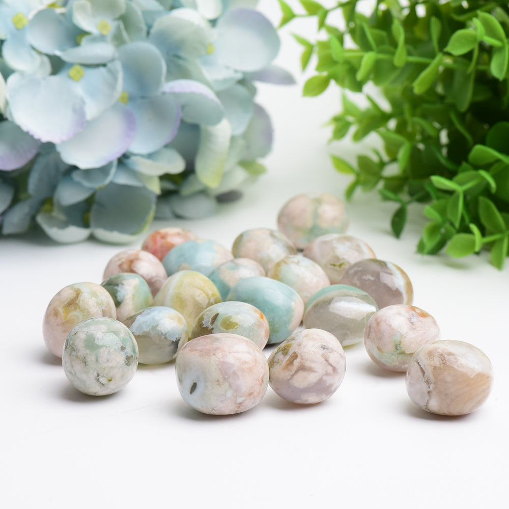 Green Flower Agate Crystal Tumbles Bulk Wholesale  Wholesale Crystals