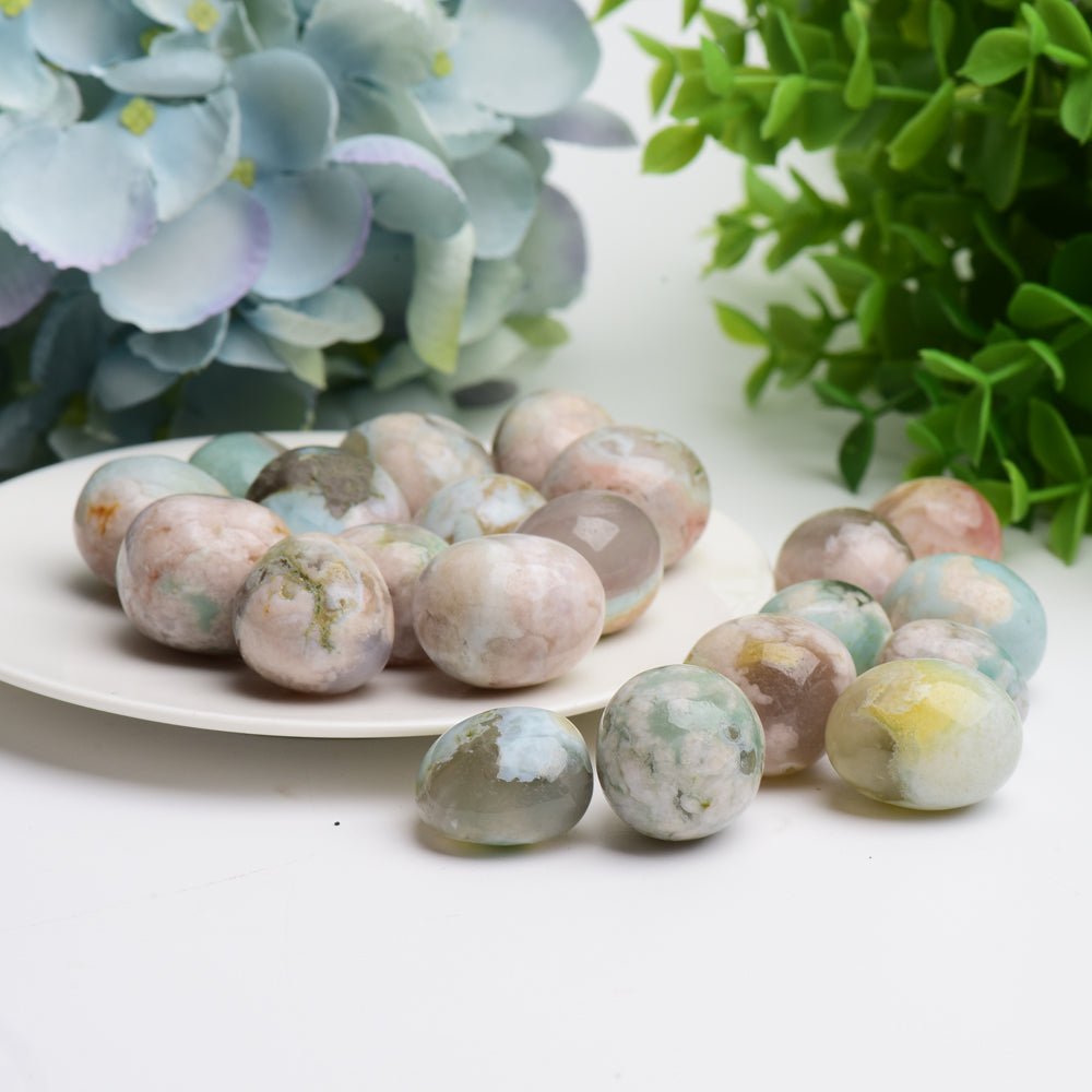 Green Flower Agate Crystal Tumbles Bulk Wholesale  Wholesale Crystals