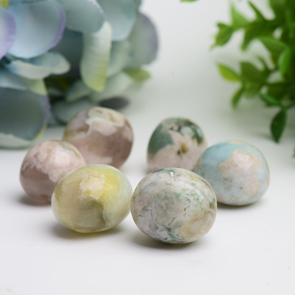 Green Flower Agate Crystal Tumbles Bulk Wholesale  Wholesale Crystals