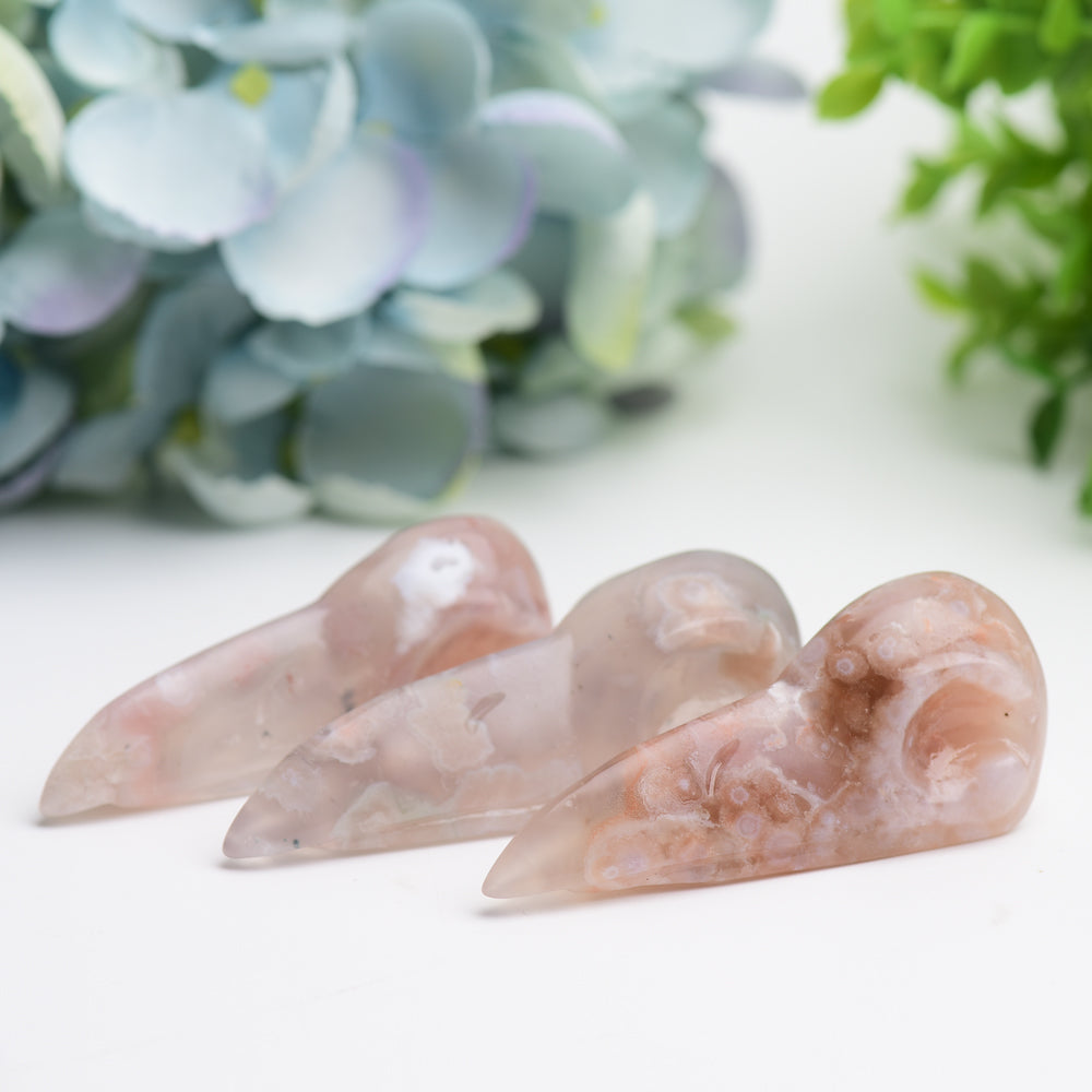 2.7"-3.0" Flower Agate Raven Skull Crystal Carving Bulk Wholesale  Wholesale Crystals