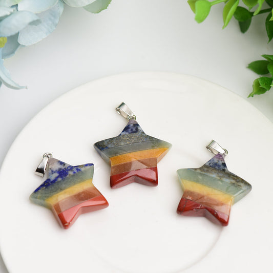 1.3" Chakra Star Crystal Pendant Bulk Wholesale  Wholesale Crystals