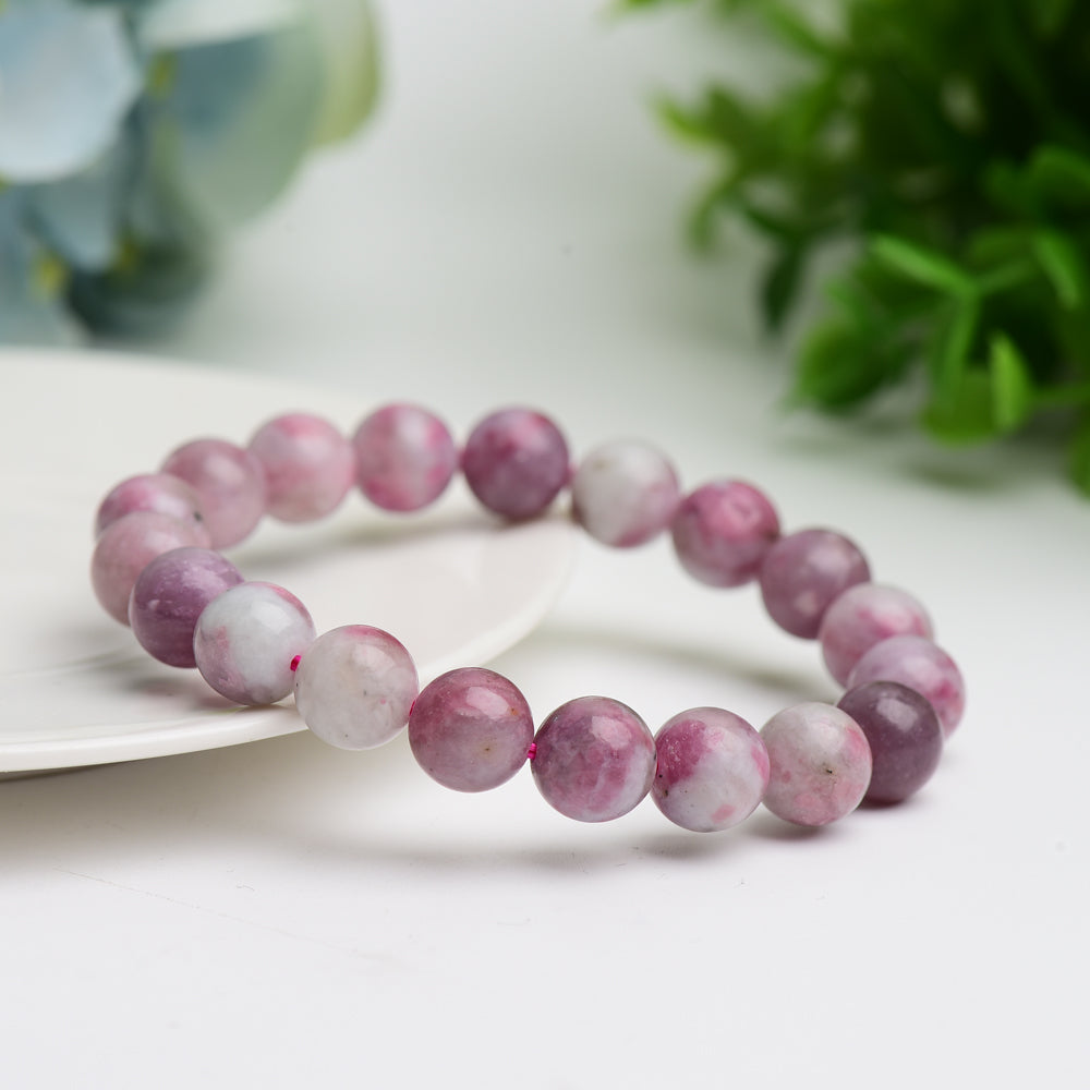 8.0mm-10.5mm Pink Tourmaline Bracelet Bulk Wholesale  Wholesale Crystals