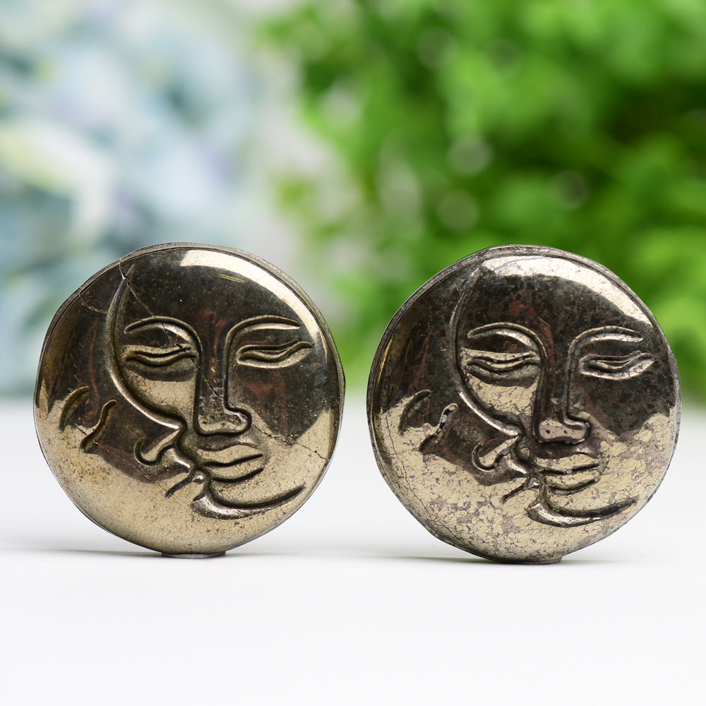 Pyrite Sun&Moon Face Crystal Carving  Wholesale Crystals