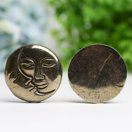 Pyrite Sun&Moon Face Crystal Carving  Wholesale Crystals